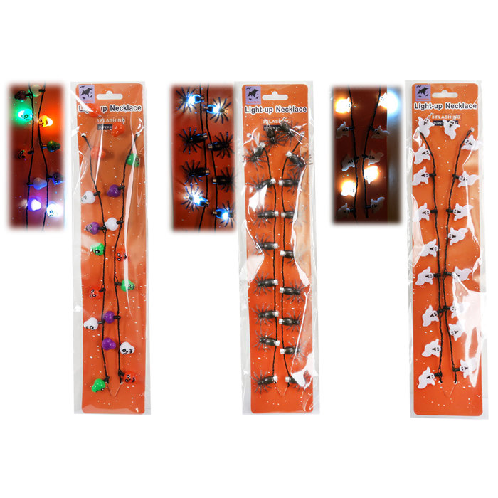 Ghostly Ghouls Halloween LED Flashing Necklace w/Earrings