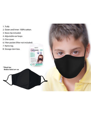 Bodico FabDesign+ Washable Kids Face Mask - Black