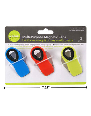 Luciano Gourmet Coloured Magnetic Bag Clips - 3pk