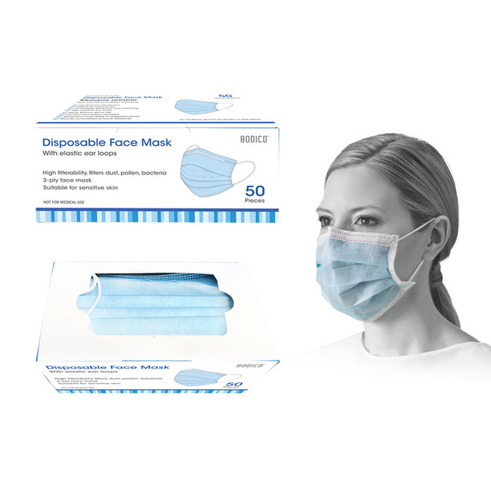 Global Disposable Face Mask   3-Ply  50pk