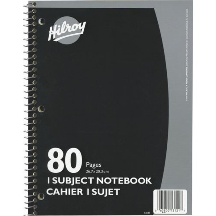 Hilroy Hilroy Coil Notebook   80pg  - 8"x10.5"