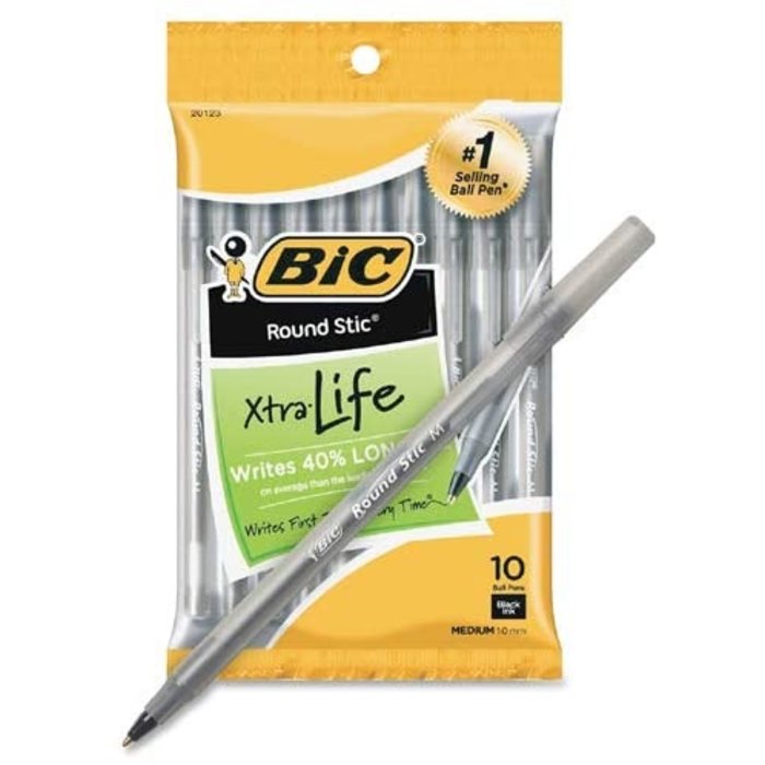 BIC Bic Round Stic Pens  - Black 10pk