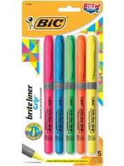 BIC Brite Liner Highlighters -  5pk  Assorted Colours