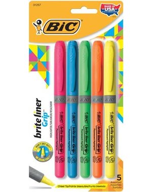 BIC Brite Liner Highlighters -  5pk  Assorted Colours