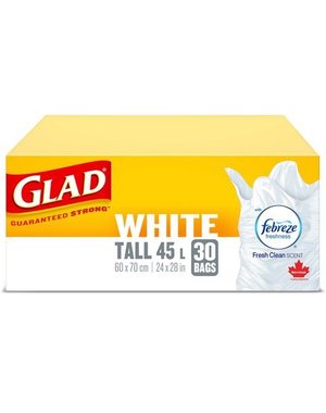 Glad Glad Garbage Bags - White Tall 45L  30pk