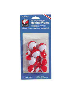 Angler Red/White Plastic Floats  1 1/4"