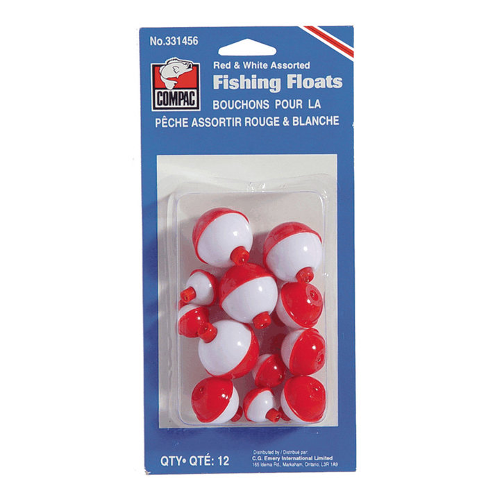 Angler Red/White Plastic Floats  1 1/4"