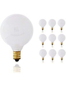  60W  White Vanity Light Bulb  G16.5   Candelabra Base 2pk