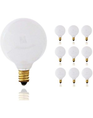  60W  White Vanity Light Bulb  G16.5   Candelabra Base 2pk