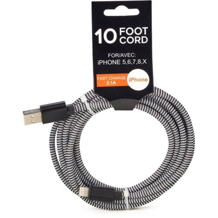 PDI Accessories USB - iPhone Lightning Cable 10' Fast Charge 2.1A