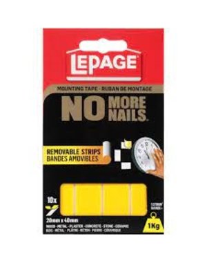 LePage No More Nails Removeable Strips  20mmX40mm  1kg  10pk