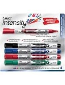 SP Richards Bic Intensity Fine Bullet Tip Dry Erase Markers  - Asst'd 4pk