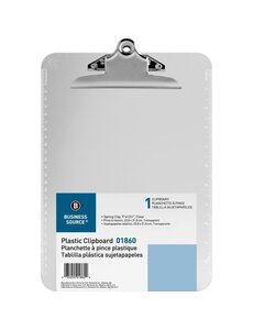 Business Source Plastic Clipboard Clear - 9''x12.5''