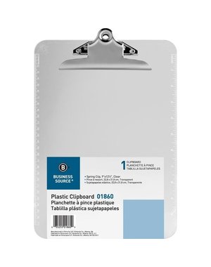Business Source Plastic Clipboard Clear - 9''x12.5''