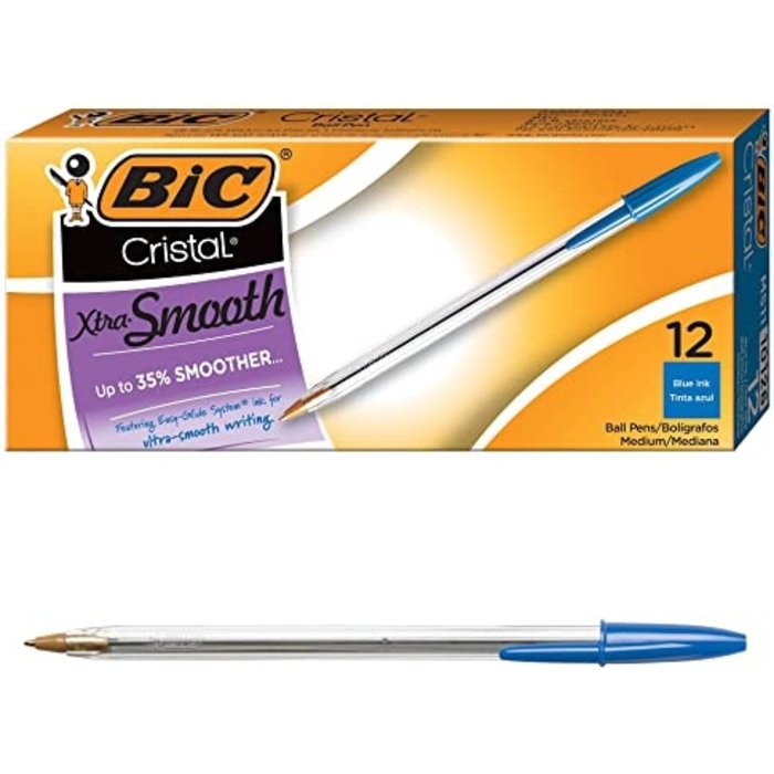 BIC Bic Cristal Ball Pens  Blue  12pk