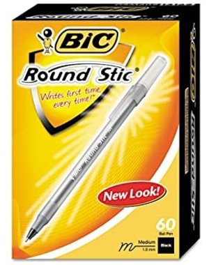 BIC Bic Round Stic Pens   Black - 60pk