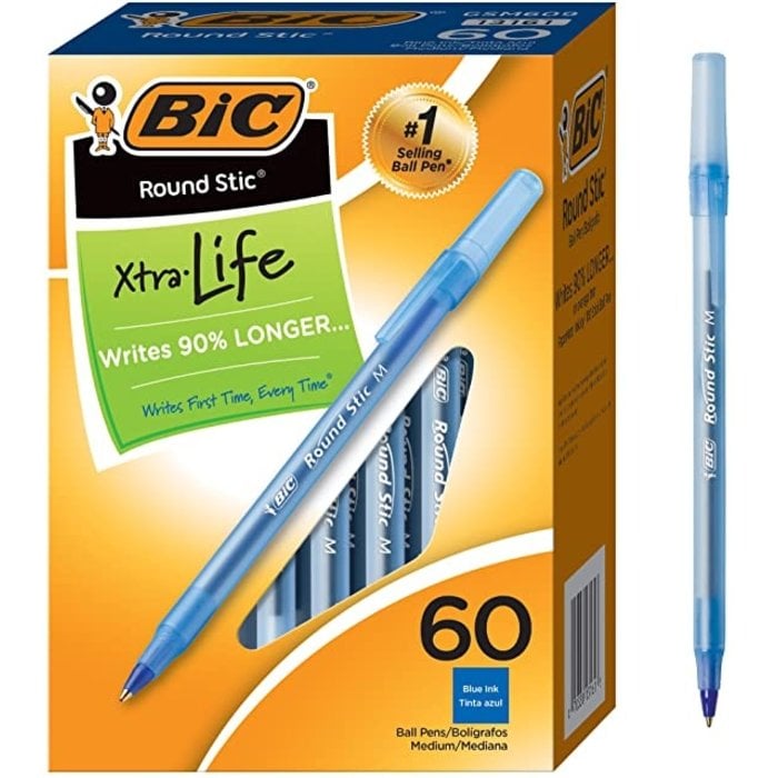 BIC Bic Round Stic Pens   Blue - 60pk
