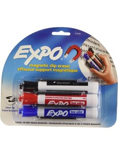 Expo EXPO Magnetic Clip Eraser w/ 3 Dry Erase Markers