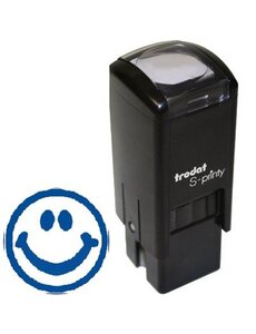 S-Printy Rubber Stamp  -  Blue Happy Face