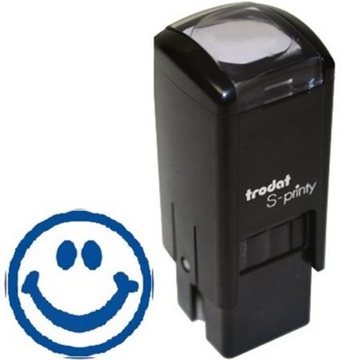 S-Printy Rubber Stamp  -  Blue Happy Face