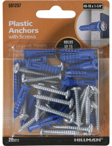 Reliable Fasteners PAS-25  #8 Plastic Anchors  1/4''  8pk