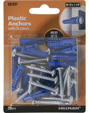 Reliable Fasteners PAS-25  #8 Plastic Anchors  1/4''  8pk