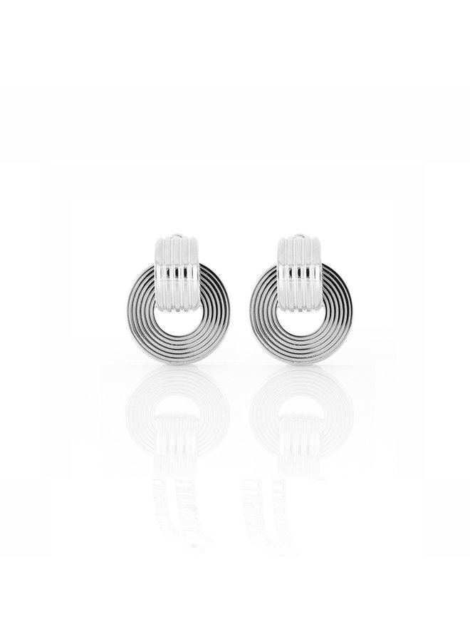 Signore Tube Oval Drop Earrings in Silver