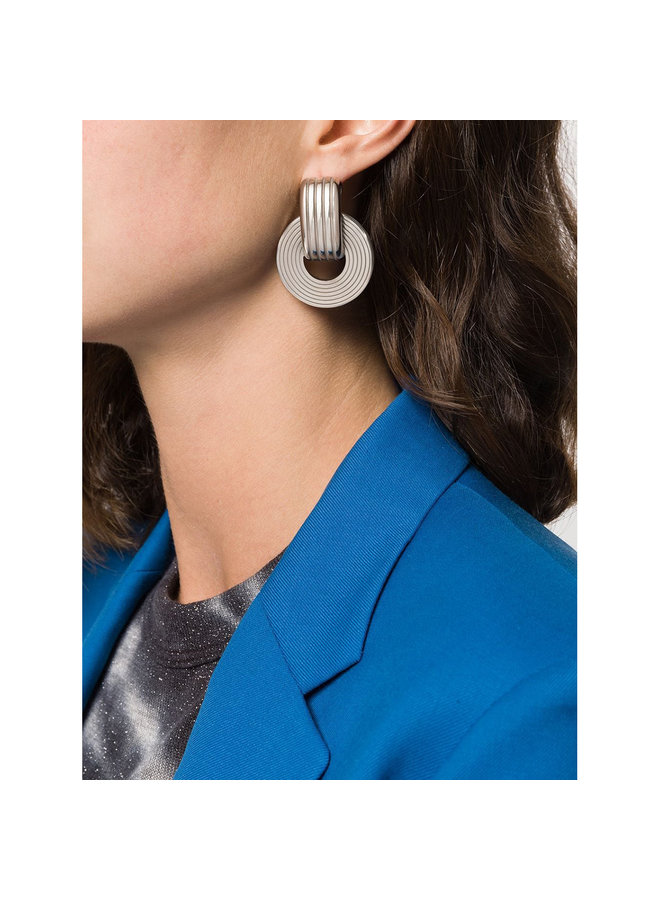 Signore Tube Oval Drop Earrings in Silver