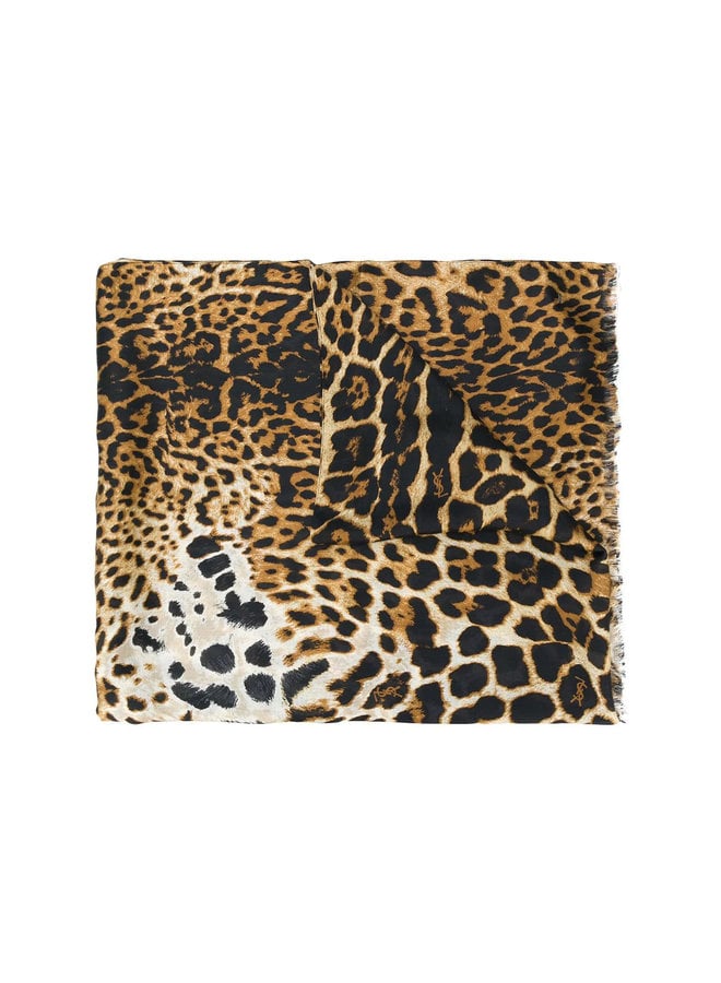 Leopard Print Scarf in Silk