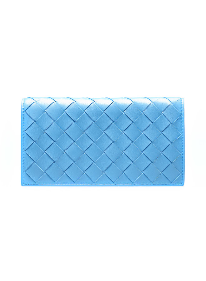 Continental Wallet in Intrecciato in Light Blue