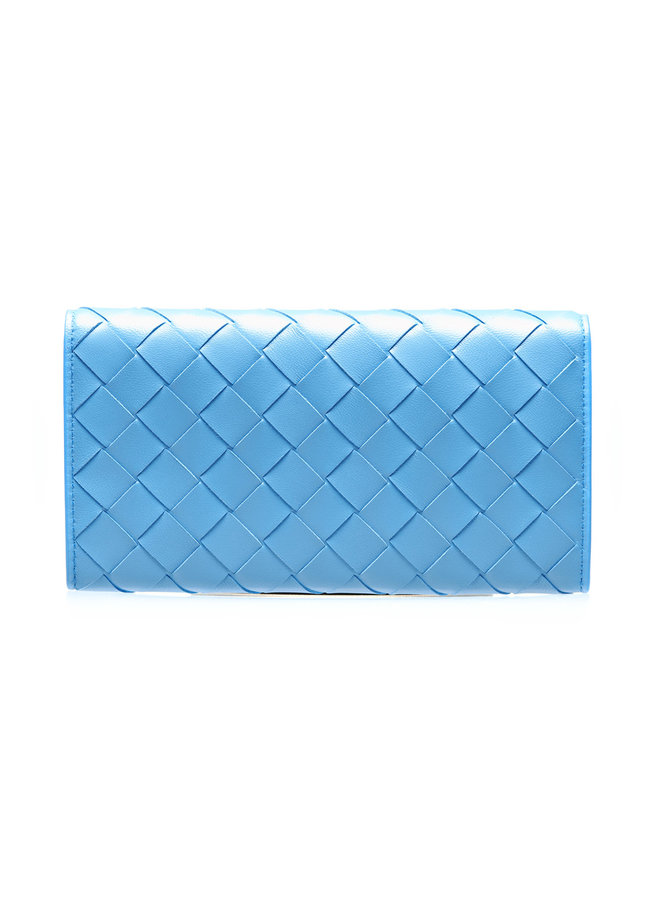 Continental Wallet in Intrecciato in Light Blue