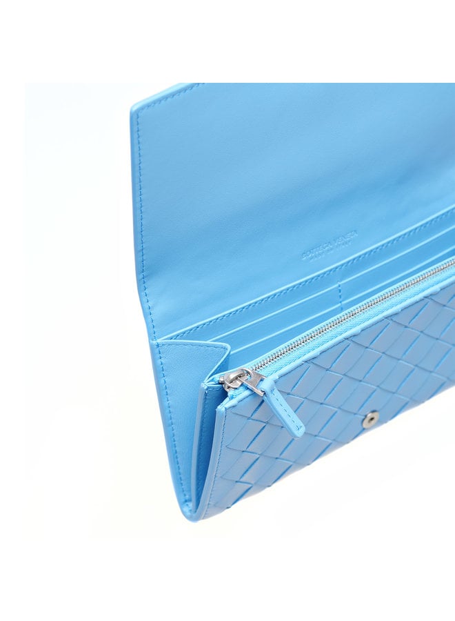 Continental Wallet in Intrecciato in Light Blue