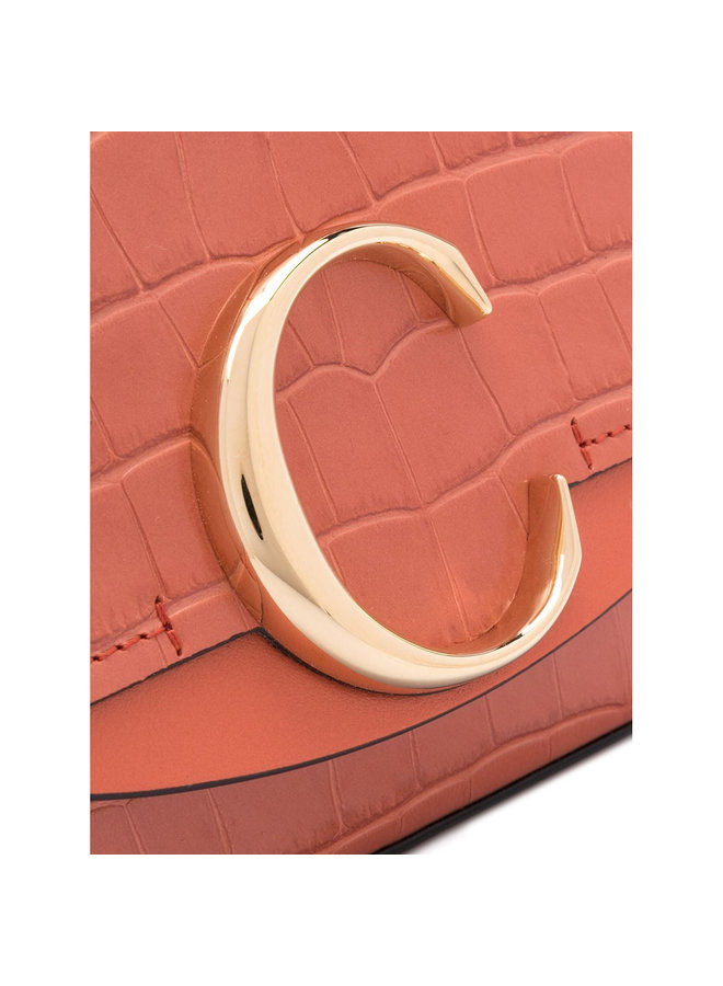 Mini C Bag in Leather in Orange