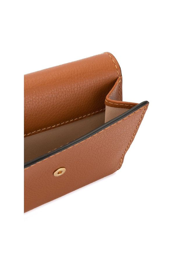Small Marcie Flap Wallet in Leather in Tan