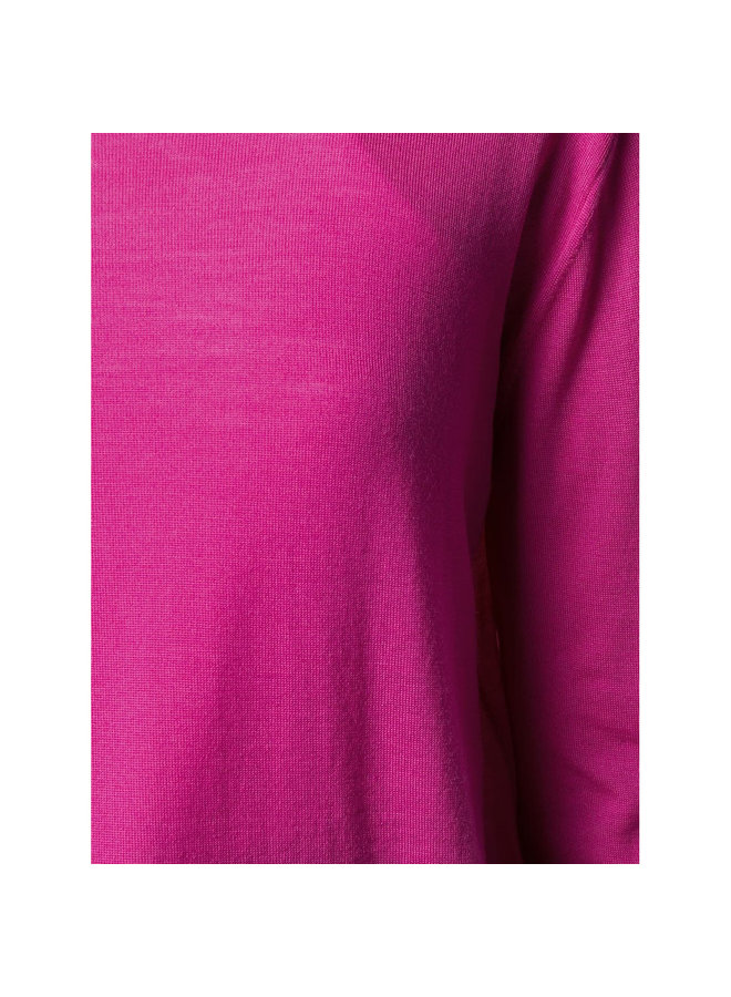 Fine Knit Turtleneck Top in Wool in Fuschia Pop