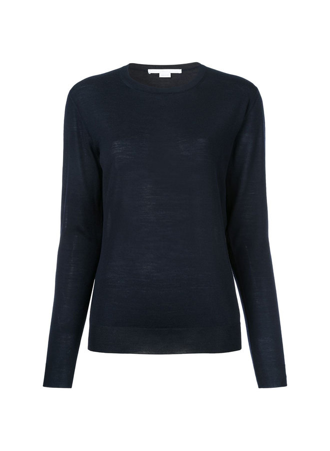 Crew Neck Knitwear Sweater in Wool in Ink