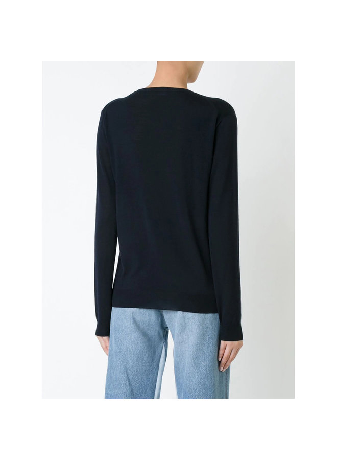 Crew Neck Knitwear Sweater in Wool in Ink