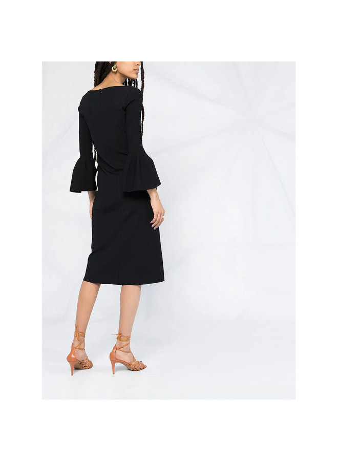 Sweetheart Neckline Midi Dress in Black