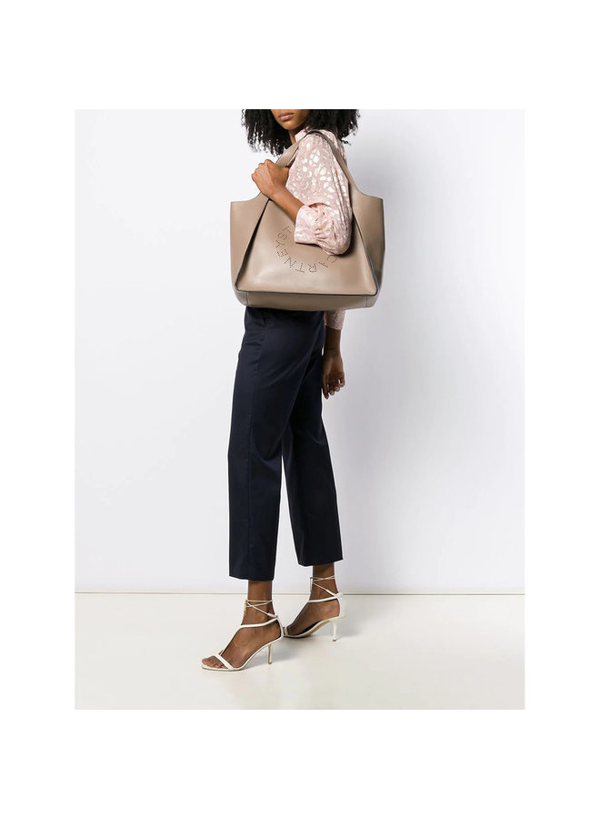 Perforated Logo Shopper Bag in Faux Leather in Moss