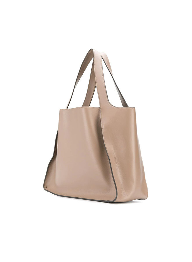Perforated Logo Shopper Bag in Faux Leather in Moss