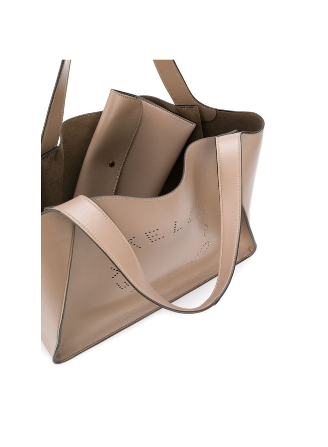 Perforated Logo Shopper Bag in Faux Leather in Moss