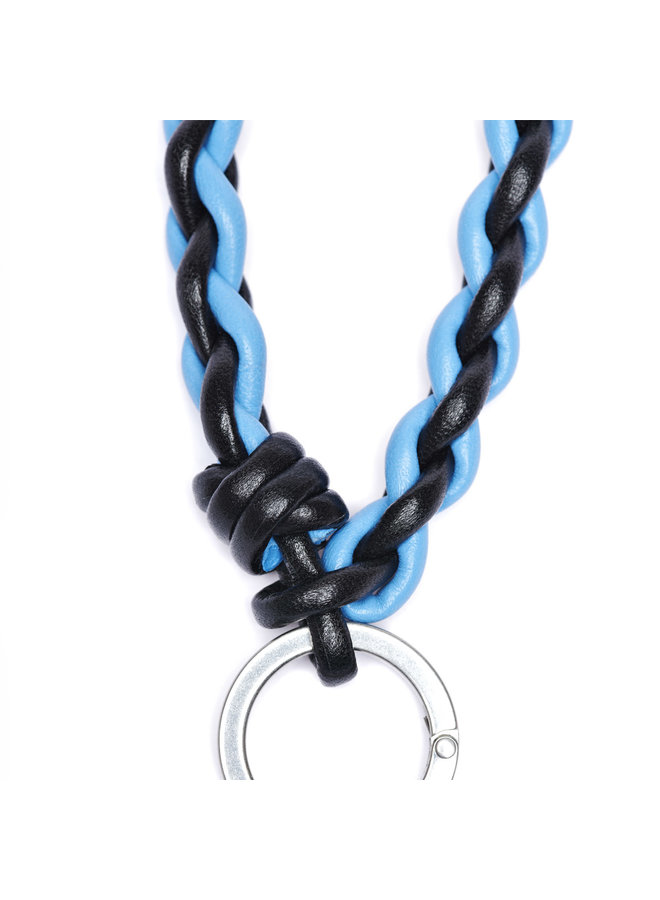 Bi-color Key Chain in Blk/Blu/Silv