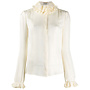 Ruffled High Neck Shirt in Silk