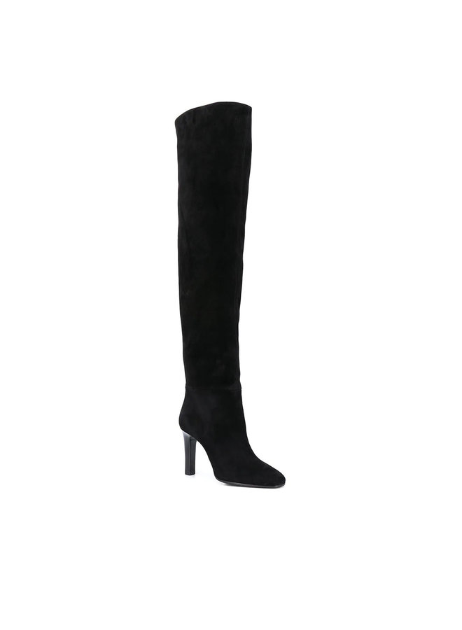 Jane High Heel Boots in Suede in Black