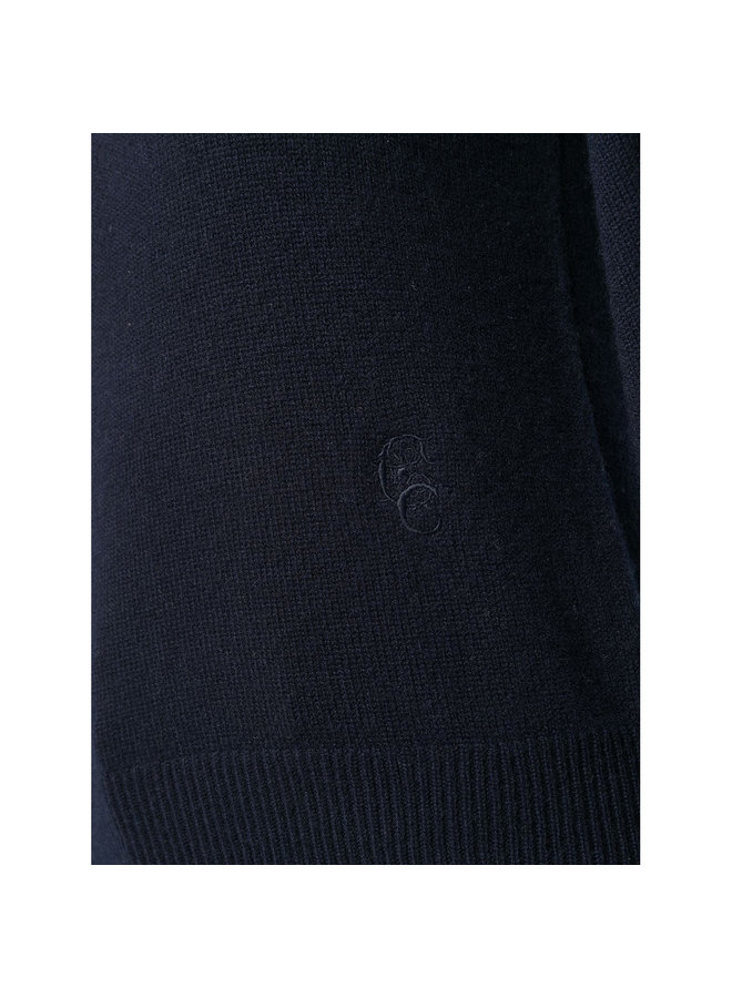 Knitwear Top with Bishop Sleeves in Cashmere in Navy