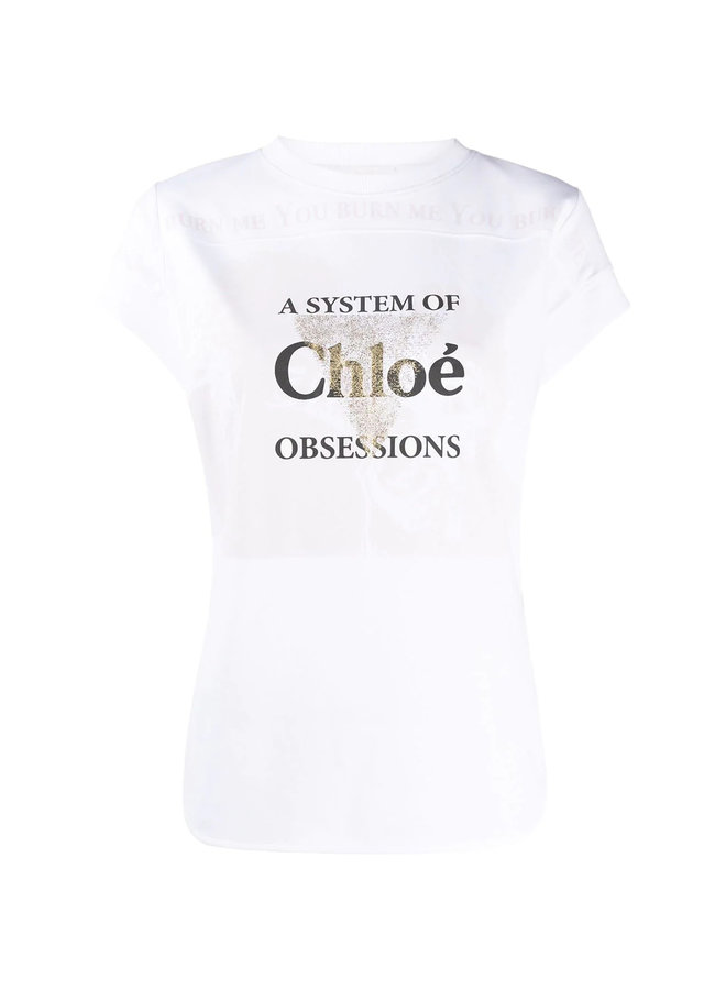 Slogan Print Logo T-shirt in Cotton