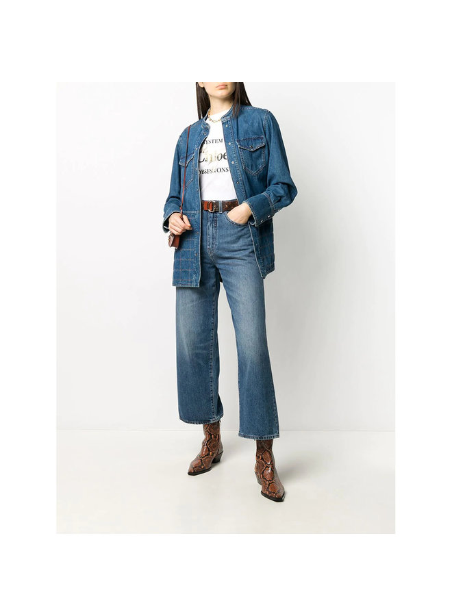 Slogan Print Logo T-shirt in Cotton in White