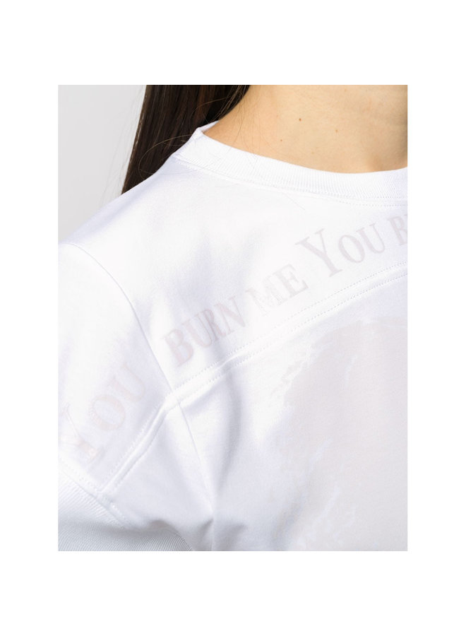Slogan Print Logo T-shirt in Cotton in White