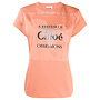 Slogan Print Logo T-shirt in Cotton in Orange