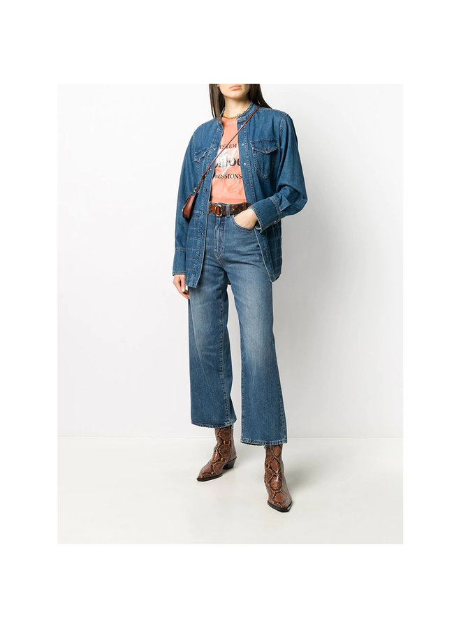 Slogan Print Logo T-shirt in Cotton in Orange